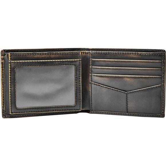 Fossil Men's Leather Bifold Wallet with Flip ID Window